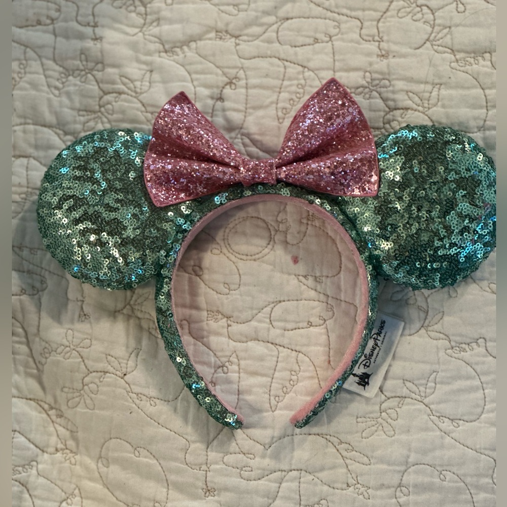 Teal and pink Disney Minnie ears